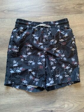 Old Navy Black Swim Trunks with Tropical Print